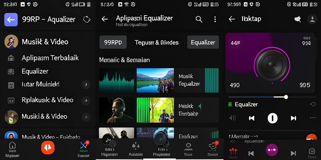 Tampilan antarmuka 99RP yang ramah pengguna dengan fitur Equalizer.