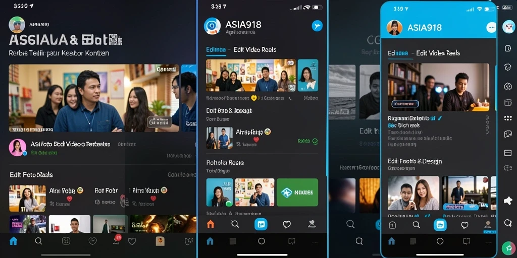 Tampilan antarmuka utama ASIA918 dengan fungsi Edit Video Reels yang intuitif.