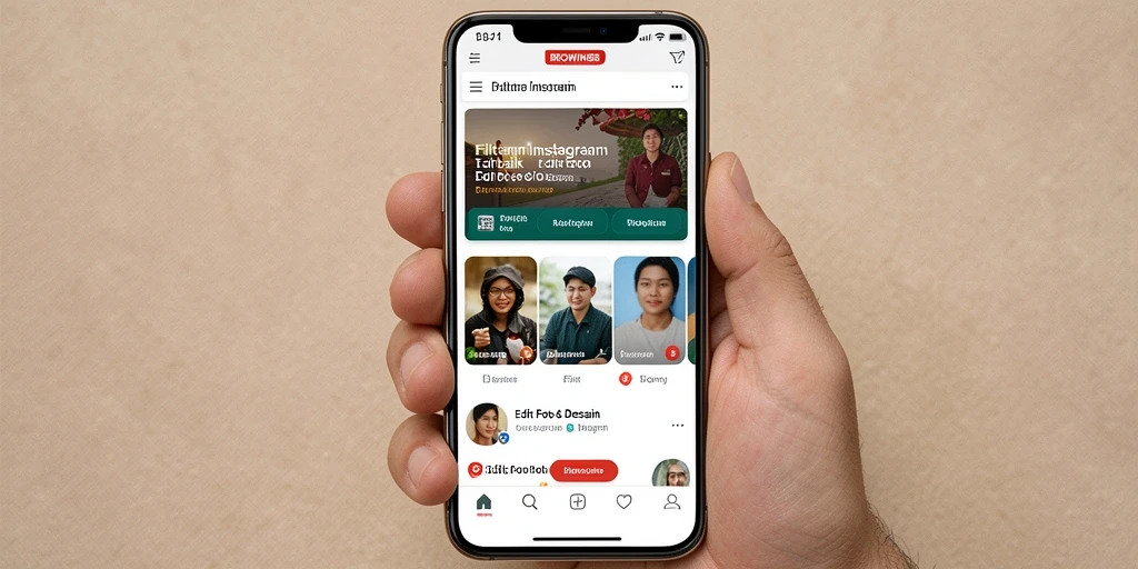 Tampilan antarmuka BROWIN88 dengan pilihan filter Instagram yang menarik.