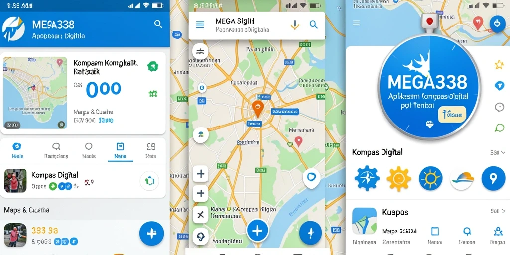 Antarmuka MEGA338 menampilkan informasi kompas digital yang jelas dan interaktif.