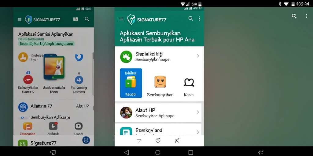 Tampilan antarmuka SIGNATURE77 yang sederhana dan elegan.