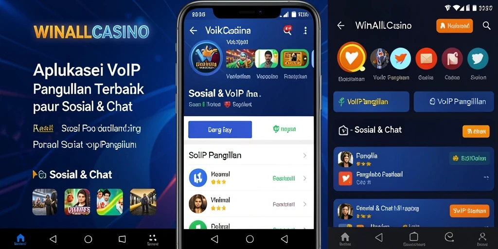 Antarmuka aplikasi WINALLCASINO dengan fitur VoIP Panggilan yang intuitif.